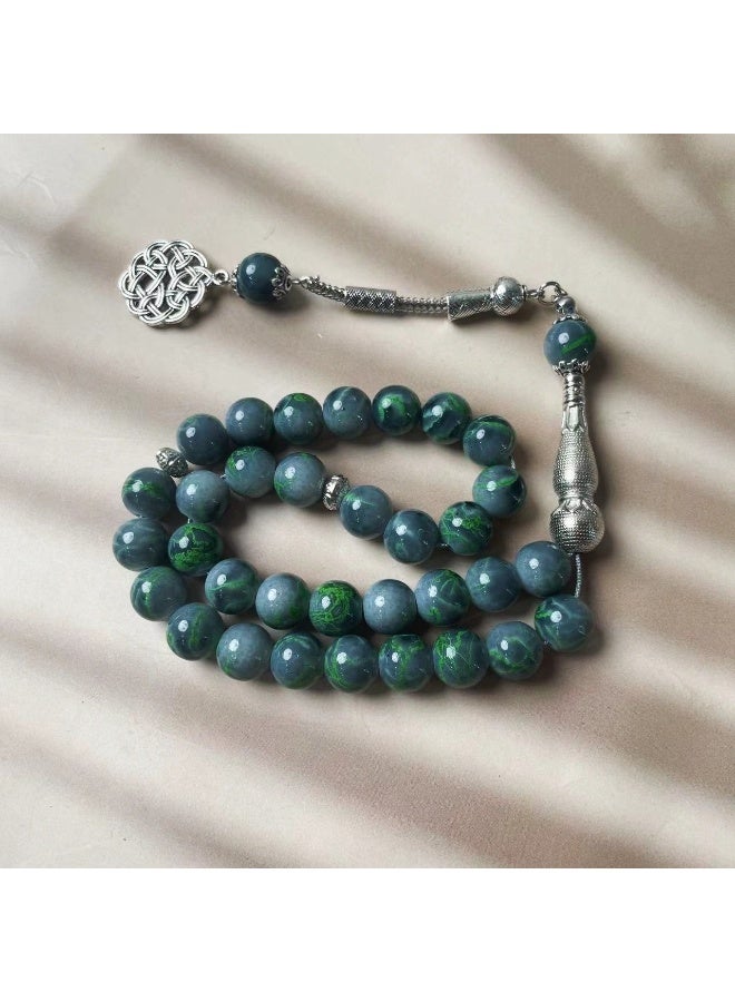 NIBEMINENT 33 Muslim Prayer Beads Green/10mm  - Image 1