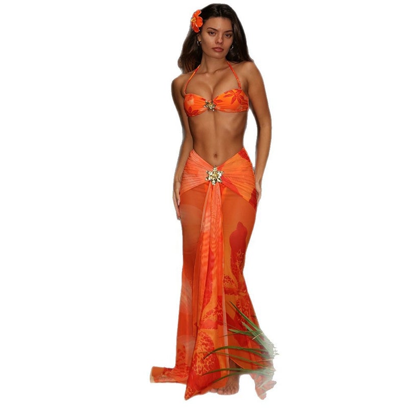 Sheer Floral Print Beach Cover Up Swimsuit Wrap Dress Women - Image 5