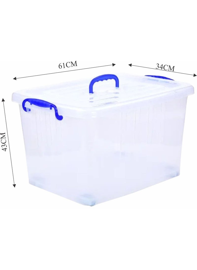 هيواري مجموعة صناديق تخزين بلاستيكية شفافة من قطعتين من هيوار، سعة 70 لترًا، بأغطية قابلة للقفل | حاويات تنظيم شفافة للملابس والألعاب والأدوات والفنون والحرف اليدوية | حل تخزين قابل للتكديس بمقابض (2 × 70 لترًا) - Image 2
