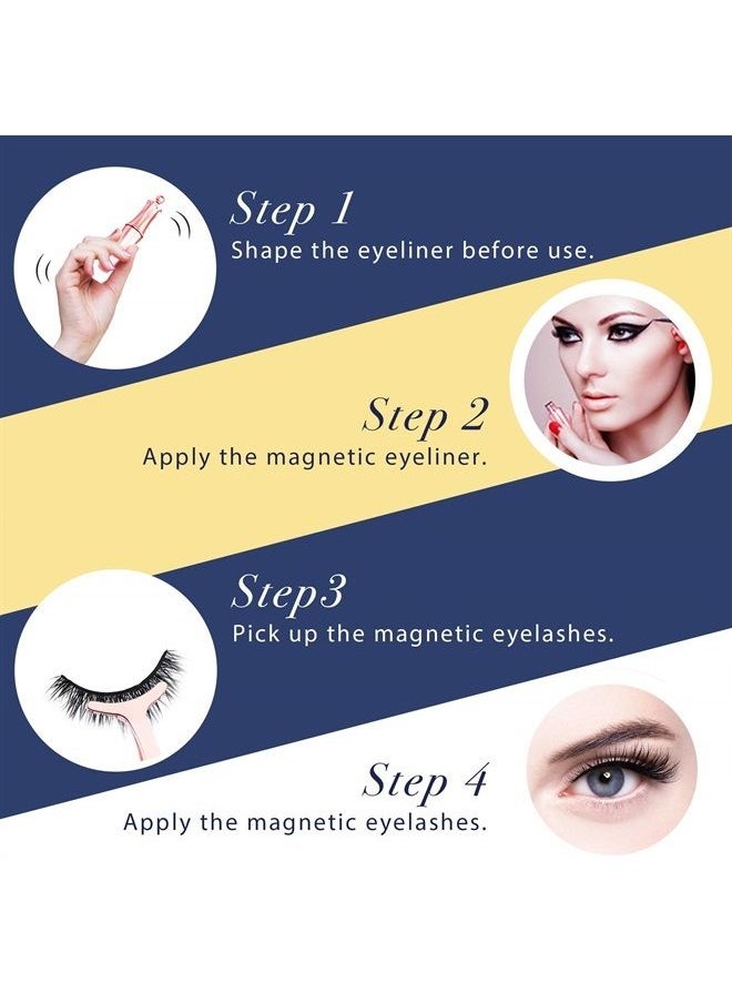Arishine - 5 Pairs Reusable Magnetic Eyelashes and 2 Tubes of Magnetic Eyeliner Kit, Upgraded 3D Magnetic Eyelashes Kit With Tweezers Inside, Magnetic Eyeliner and Magnetic Eyelash Kit - No Glue Needed - Image 1