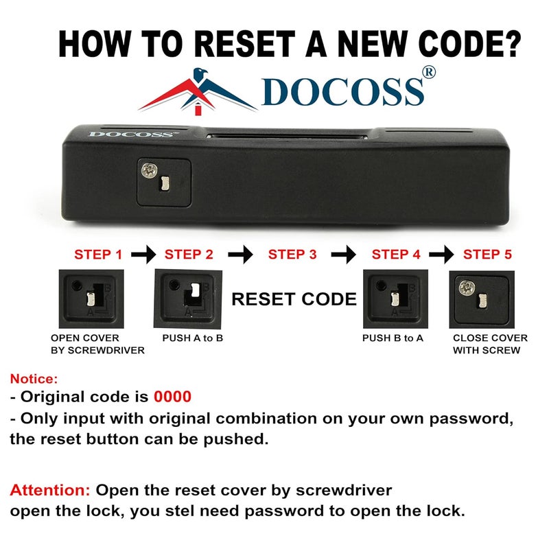 DOCOSS Metal U Shape Heavy Duty Long Shackle Password Number Lock For Gate,Cycle,Bike And Helmet (Black), Combination Lock - Image 5