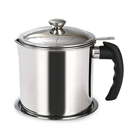 SHREVI Stainless Steel Oil Filter Household Oil Pot with Lid Cooking Oil Fat Separator for Filter Oil Storage Jar Strainer18L - Image 1