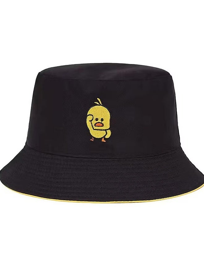 هابي دي قبعة دلو بطراز البط للجنسين، قبعة دلو عصرية، قبعة صياد قابلة للارتداء من الجانبين - Image 1