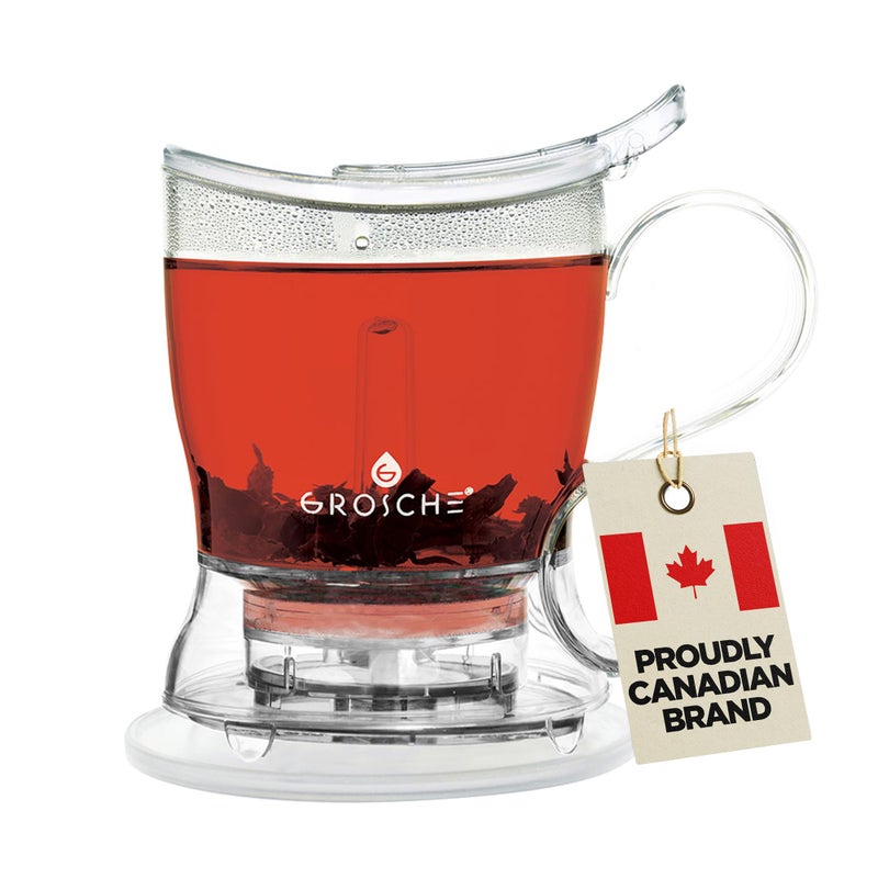 GROSCHE Aberdeen Tea Infuser Teapot  Smart Tea Maker  BPAFree DripFree Design  Coaster  Easy Brew  Easy Clean Steeper 177 oz  525 ml