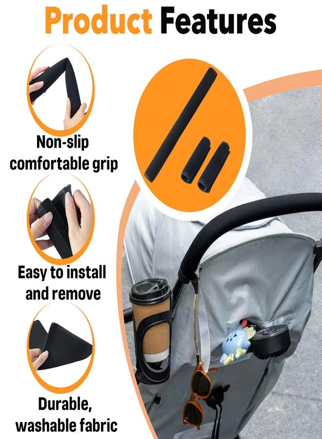 Mtuiewo 3 Pcs Universal Stroller Handlebar Cover (1 Pack18.7*6.1in & 2 Pcs 6.12*5.5in), Removable Wrap for Stroller Handle & Pushchair Armrest Protector Replacement,Toddler Pram Bumper Dustproof Handle Glove - Image 3
