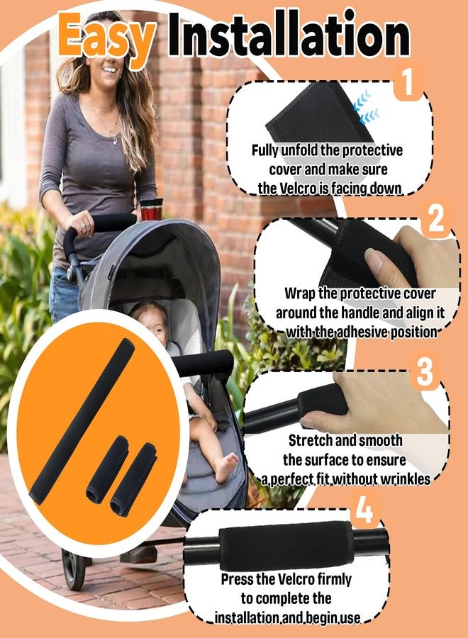 Mtuiewo 3 Pcs Universal Stroller Handlebar Cover (1 Pack18.7*6.1in & 2 Pcs 6.12*5.5in), Removable Wrap for Stroller Handle & Pushchair Armrest Protector Replacement,Toddler Pram Bumper Dustproof Handle Glove - Image 5