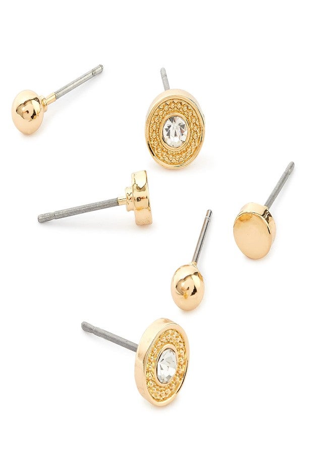 أكسيسورايز مجموعة أقراط دائرية ذهبية من أكسسورايز لندن للنساء، عبوة من 3 قطع - Image 2