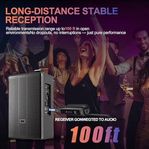 Aveek 2.4GHz Wireless Microphone System, Rechargeable Mics and Receiver, Plug & Play for Karaoke Machine, Party Speakers, Home Entertainment, Wedding & Events - Crystal Clear Sound, 100ft Range - Image 5