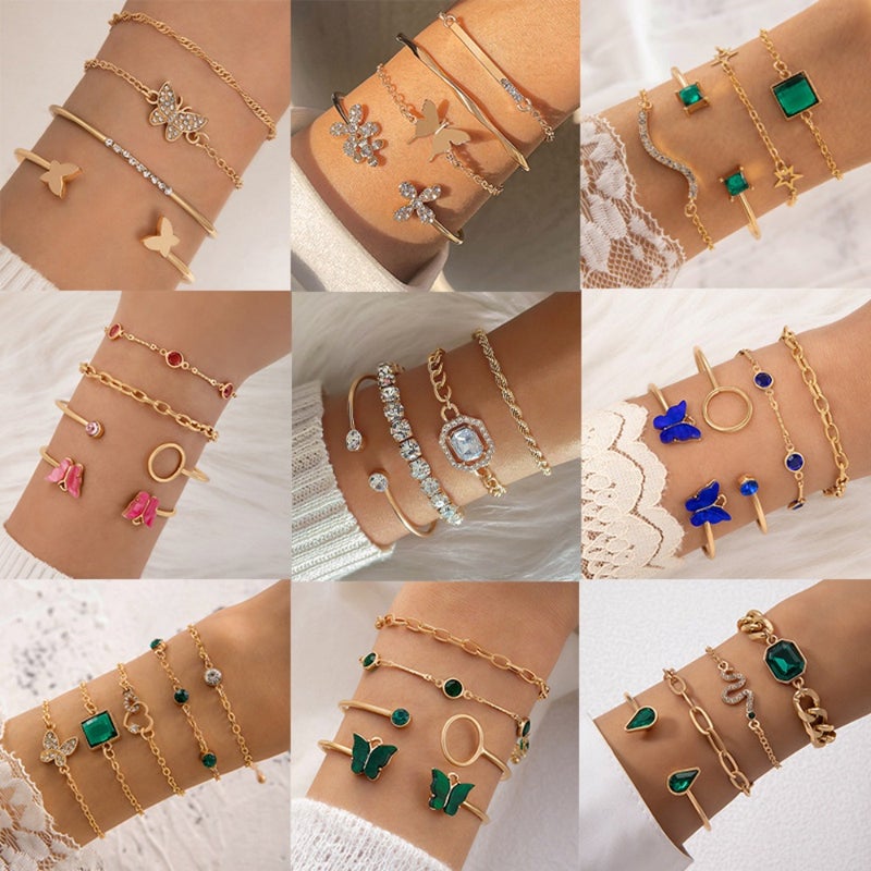 European and American cross-border jewelry retro personalized twist bracelet imitation gemstone exaggerated punk bracelet  wholesale - Image 1