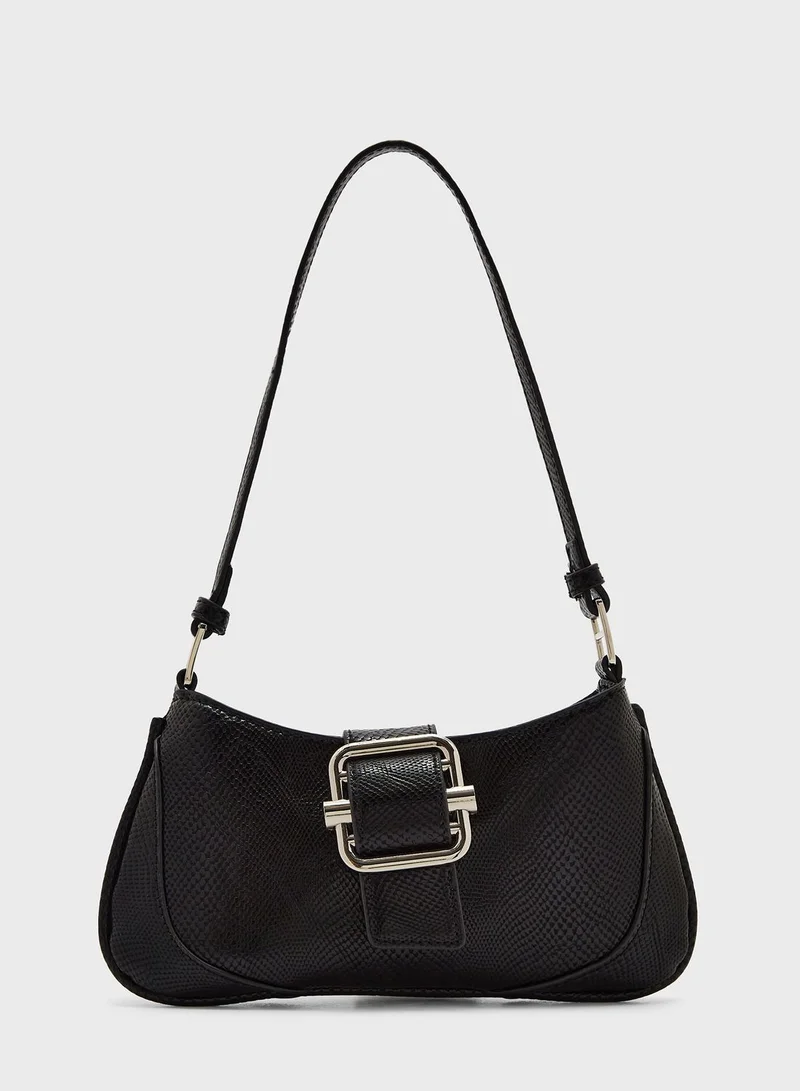 Ginger Buckle Baguette Shoulder Bag