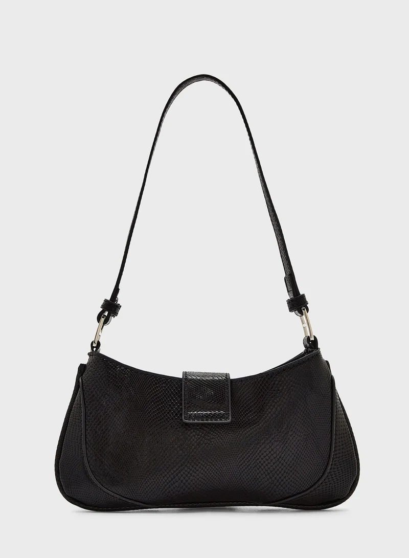 Ginger Buckle Baguette Shoulder Bag