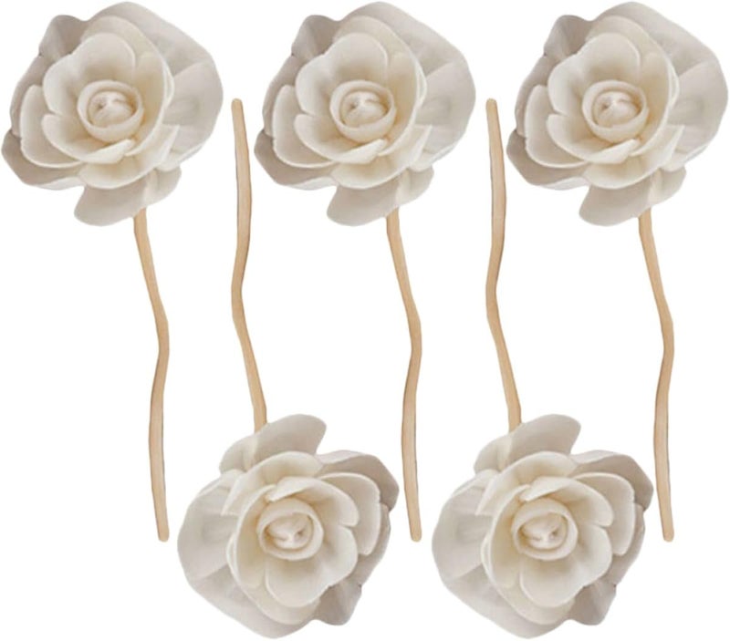 5pcs Artificial Rose Diffuser Flowers with Rattan Reed Sticks, Fire-Free Aromatherapy Replacement for Home Fragrance and Wedding Decor - Image 1