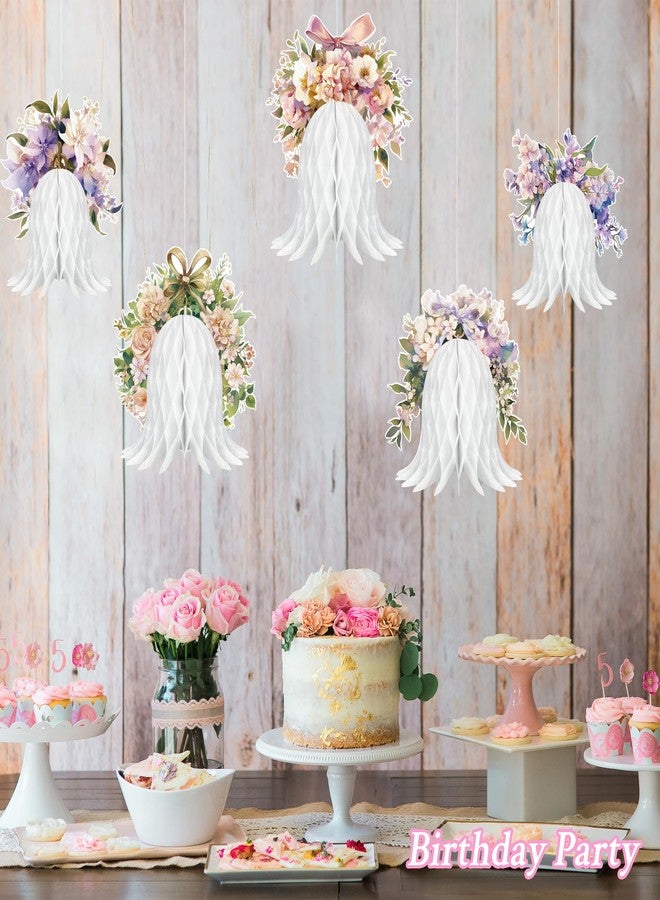 UNIIDECO 6PCS Paper Wedding Bells, Large Hanging Bells Honeycomb Decorations Flower Ornaments for Wedding Bridal Shower Birthday Baby Shower Christmas New Year Party - Image 3