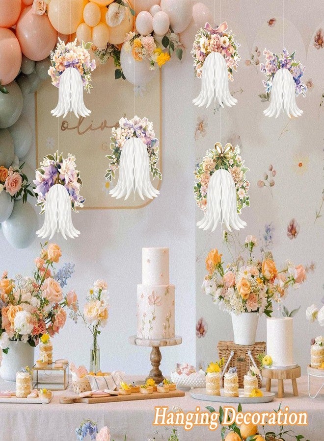 UNIIDECO 6PCS Paper Wedding Bells, Large Hanging Bells Honeycomb Decorations Flower Ornaments for Wedding Bridal Shower Birthday Baby Shower Christmas New Year Party - Image 4