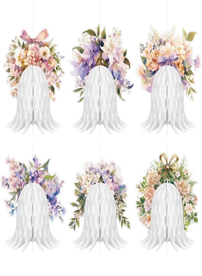 UNIIDECO 6PCS Paper Wedding Bells, Large Hanging Bells Honeycomb Decorations Flower Ornaments for Wedding Bridal Shower Birthday Baby Shower Christmas New Year Party - Image 1