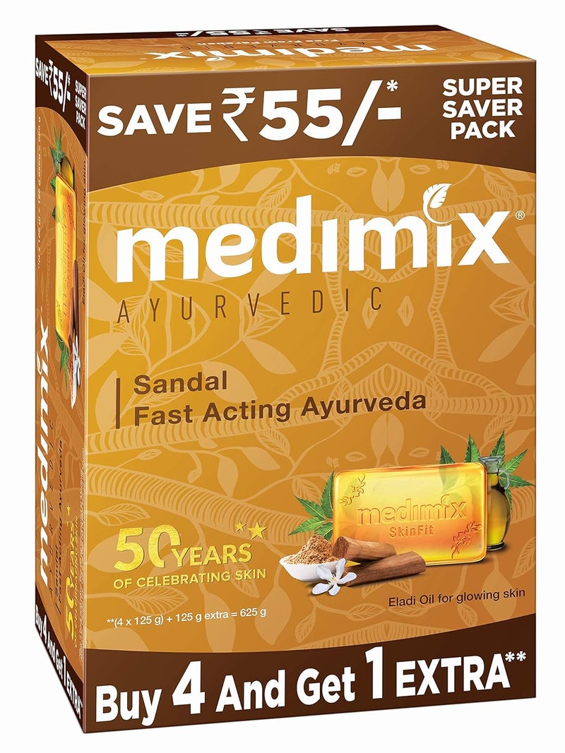 Medimix Medimix Ayurvedic Sandal Bathing Bar 125 g 4 1 Offer Pack And Classic 18 Herbs Soap 125 g 4 1 Offer Pack - Image 2