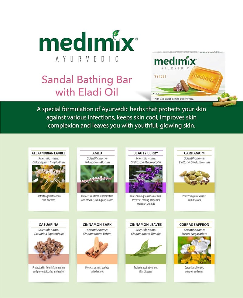 Medimix Medimix Ayurvedic Sandal Bathing Bar 125 g 4 1 Offer Pack And Classic 18 Herbs Soap 125 g 4 1 Offer Pack - Image 3