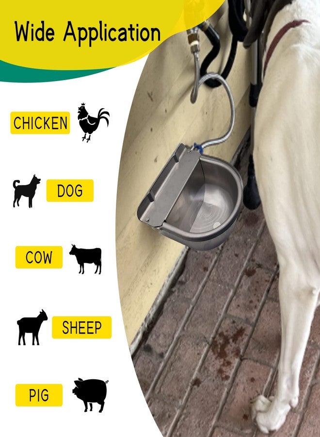 Abustle pig Automatic Horse Drinking Waterer Bowl,Upgrade Stainless Steel Farm Livestock Water Dispenser with Drain Hole and Float Valve for Horse,Dog, Chicken,Goat,Pig (B) - Image 2