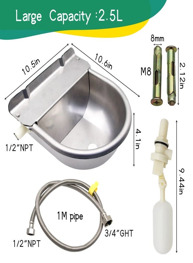 Abustle pig Automatic Horse Drinking Waterer Bowl,Upgrade Stainless Steel Farm Livestock Water Dispenser with Drain Hole and Float Valve for Horse,Dog, Chicken,Goat,Pig (B) - Image 5