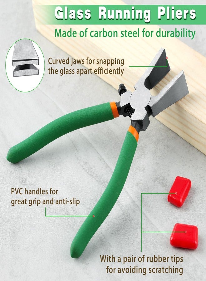 LEONTOOL 6-Inch Glass Running Pliers with Rubber Tips - Curved Jaws for Key Fob & Stained Glass Work - Image 3