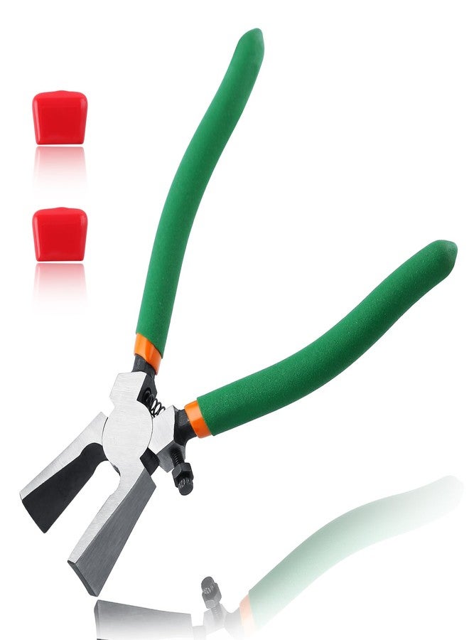 LEONTOOL 6-Inch Glass Running Pliers with Rubber Tips - Curved Jaws for Key Fob & Stained Glass Work - Image 1