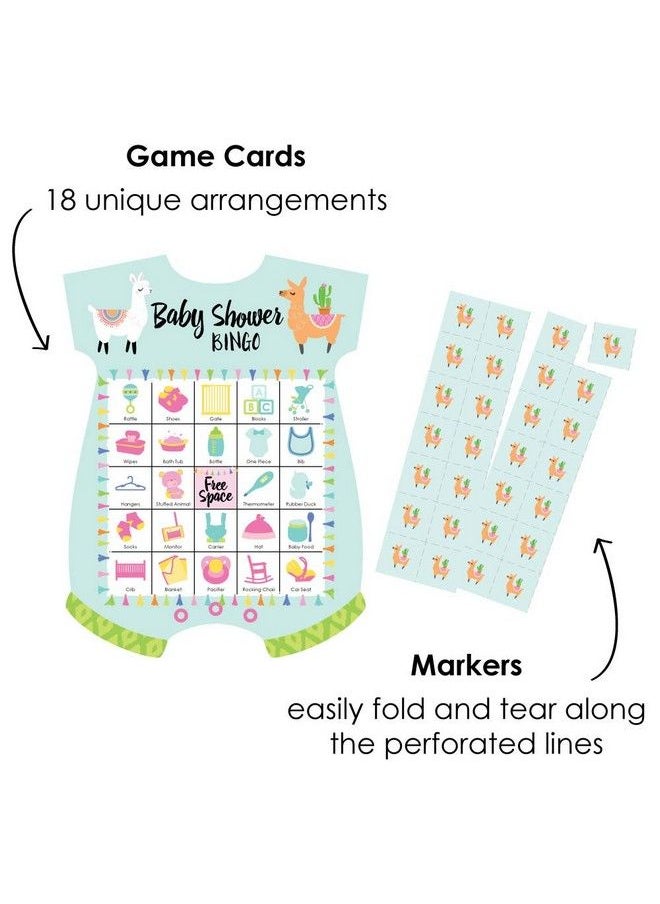 Big Dot of Happiness Whole Llama Fun Picture Bingo Cards And Markers Llama Fiesta Baby Shower Shaped Bingo Game Set Of 18  - Image 3