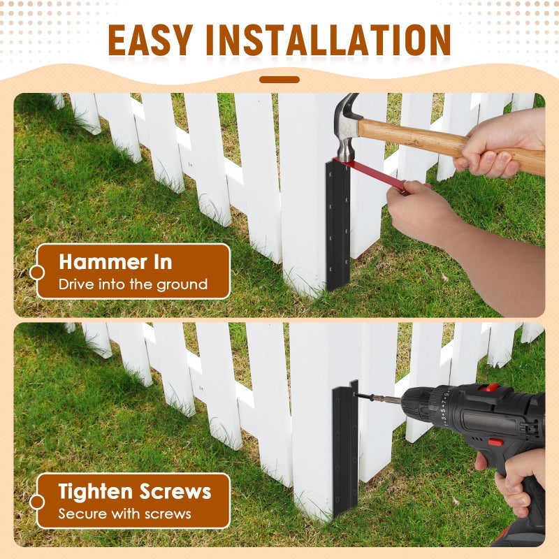 SDSNTE 10 Pack Fence Post Repair Stakes â€“14 Ga Heavy-Duty Steel Fence Post Support Kit, Easy Installation Kit Included - Image 5