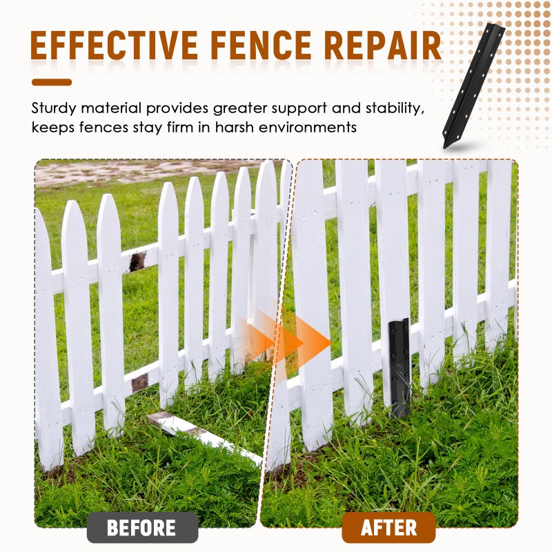 SDSNTE 10 Pack Fence Post Repair Stakes â€“14 Ga Heavy-Duty Steel Fence Post Support Kit, Easy Installation Kit Included - Image 2