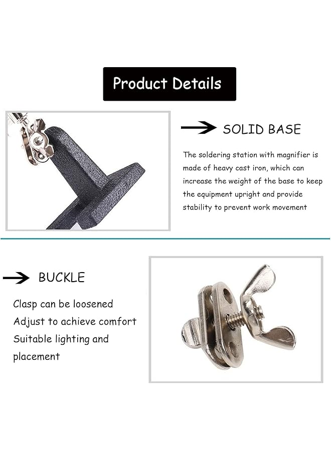 erorex Helping Hands With 2.5X Magnifier Soldering Station With Magnifying Glass Dual Adjustable Alligator Clips Ideal For Crafting Beading Jewelry Making Soldering And Handling Micro Objects - Image 4