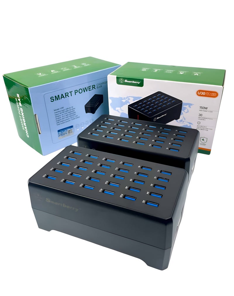 سمارت باري محطة شحن USB ذكية متعددة المنافذ مصممة لشحن عدد كبير من الأجهزة في وقت واحد بقوة 150 واط - Image 1