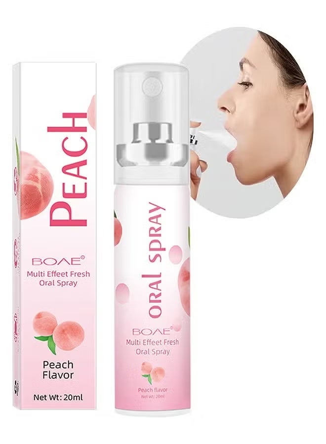 BOAE Multi Effeet Fresh Oral Spray 20ml, Bad Breath Treatment for Adults, White Peach Flavor Mouth Freshener, Effective Puriping Oral Air, Breath Freshener Spray, Oral Care Spray, Mouth Healthy Care - Image 1