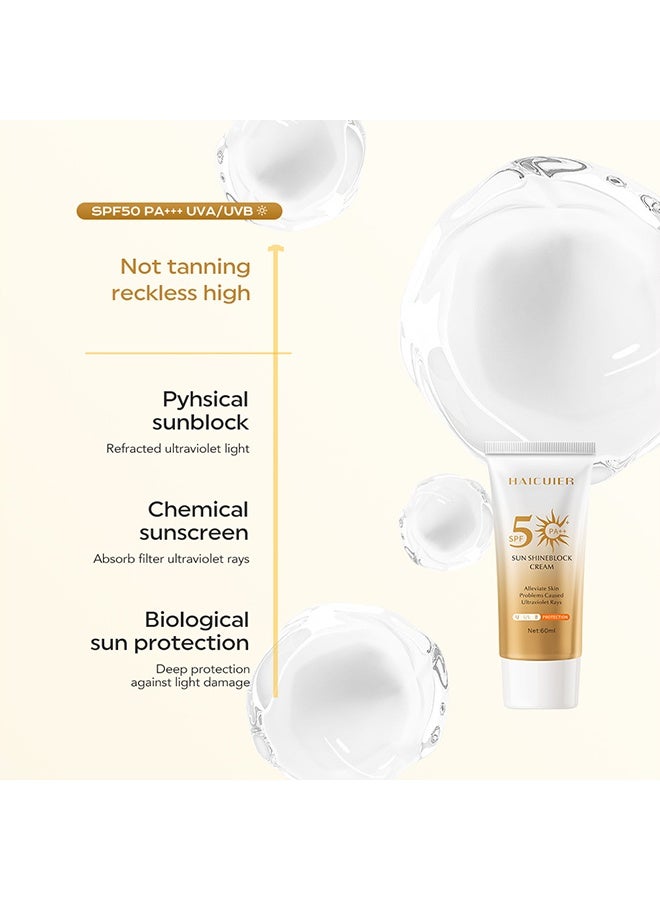 هايكوير كريم حماية من الشمس SPF 50 PA، حماية عالية من UVA/UVB، تفتيح لون البشرة، ترطيب وتغذية، خفيف بدون أثر أبيض، قاعدة لمكياج الوجه لجميع أنواع البشرة، 60 مل - Image 5