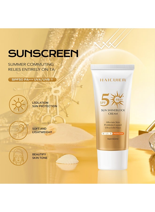 هايكوير كريم حماية من الشمس SPF 50 PA، حماية عالية من UVA/UVB، تفتيح لون البشرة، ترطيب وتغذية، خفيف بدون أثر أبيض، قاعدة لمكياج الوجه لجميع أنواع البشرة، 60 مل - Image 3