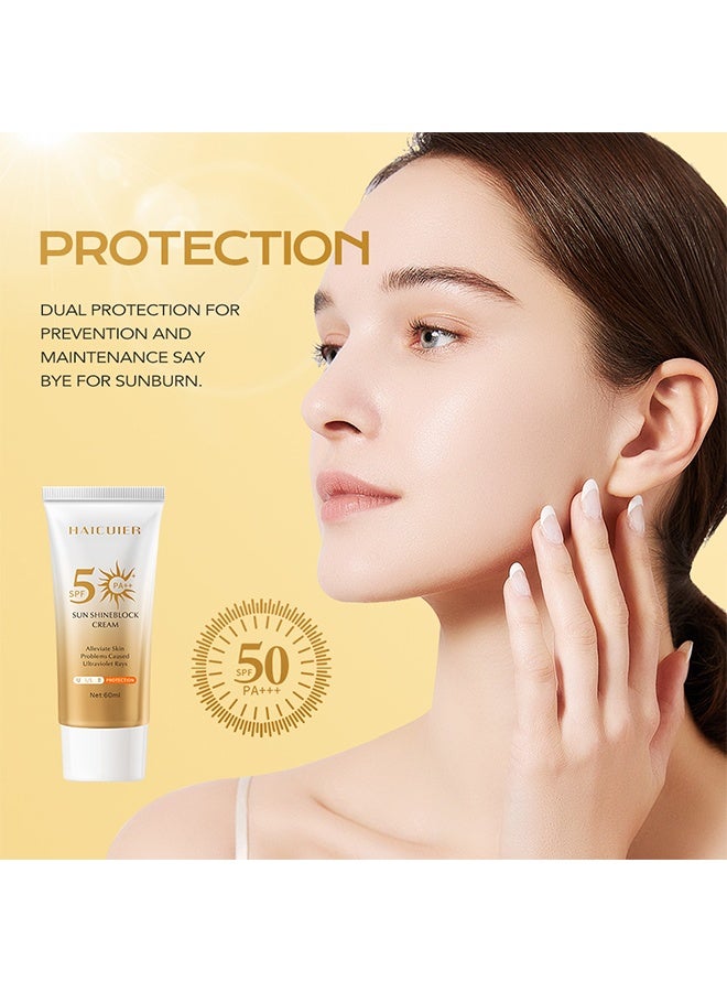هايكوير كريم حماية من الشمس SPF 50 PA، حماية عالية من UVA/UVB، تفتيح لون البشرة، ترطيب وتغذية، خفيف بدون أثر أبيض، قاعدة لمكياج الوجه لجميع أنواع البشرة، 60 مل - Image 2