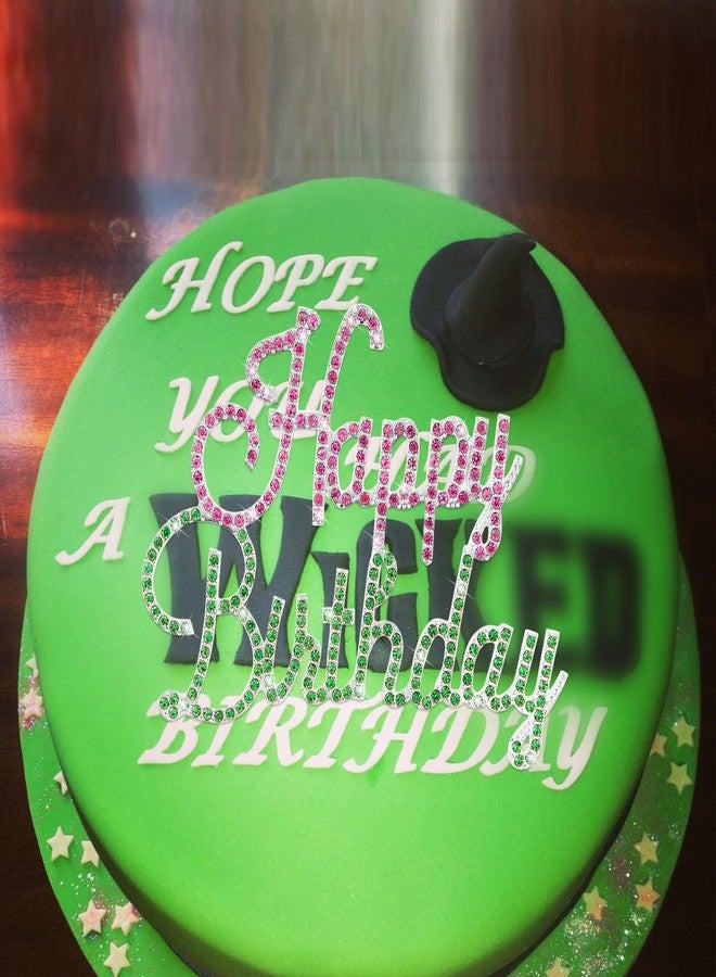 BAHABY Happy Birthday Cake Topper Pink & Green Rhinestones Wicked Themed Cake Topper for Birthday Party Decorations - Image 5