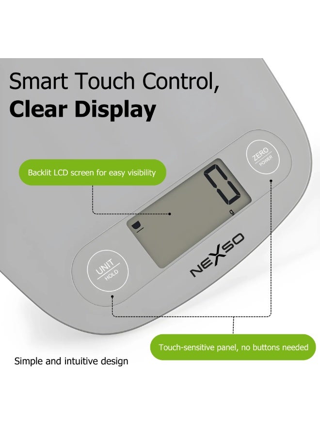 Nexso Digital Food Scale – 5kg Capacity, Stainless Steel Platform, High Precision Measurements in Grams/Ounces/Pounds, Kitchen Scale with Tare Function, Auto-Off, LCD Display for Baking & Cooking - Image 3