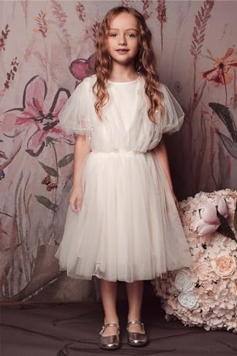 TUTULAND Baby Girl Tutu Dress - Puff Sleeves Sequin Tulle Tiered Layered Flower Wedding Birthday Photo Prop Dresses - Image 2