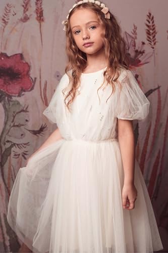 TUTULAND Baby Girl Tutu Dress - Puff Sleeves Sequin Tulle Tiered Layered Flower Wedding Birthday Photo Prop Dresses - Image 3