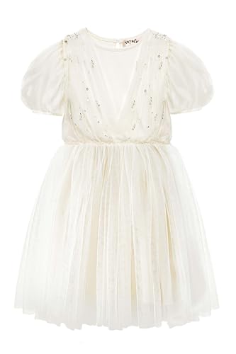 TUTULAND Baby Girl Tutu Dress - Puff Sleeves Sequin Tulle Tiered Layered Flower Wedding Birthday Photo Prop Dresses - Image 1