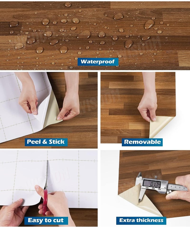 WISDOM Self Adhesive Vinyl Wood Graingeometric Wallpaper For Furniture Vinyl Stickers Wooden Door Desktop Wall Papers Kitchen-Cupboard/Shelf Liner Sheet(12 X 100 Inch,Wood Box),Brown - Image 5