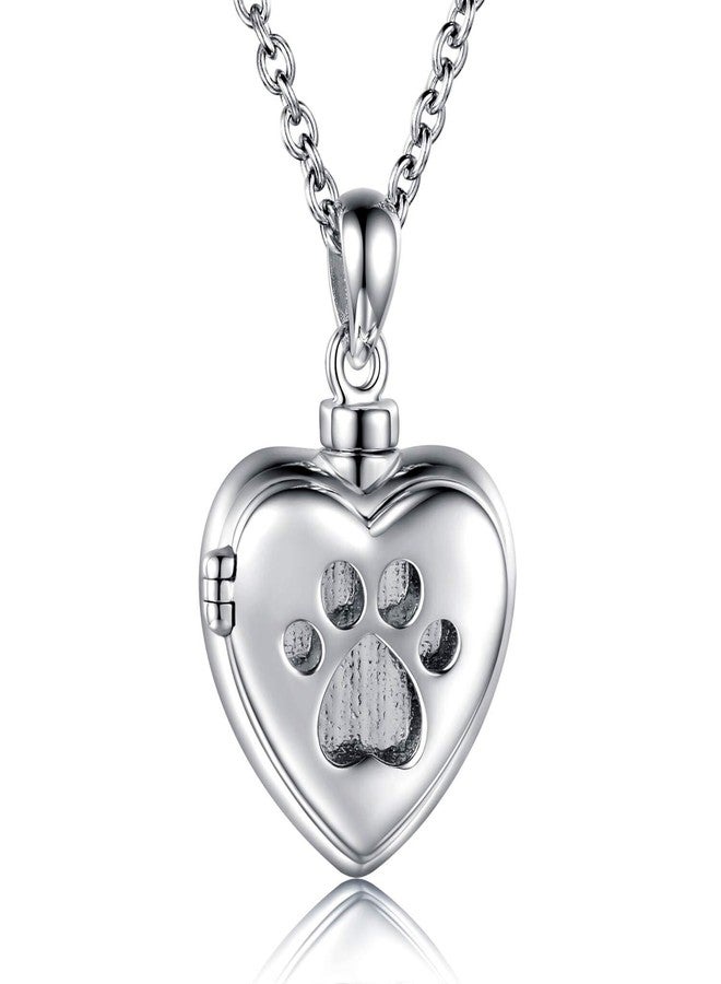 MANBU 925 Sterling Silver Cremation Jewelry for Pet Ash - Memorial Ash Pendant Urn Necklace for Dog Cat Women Remembrance Keepsake Gift for Loss of Loved Furry Friend (pet urn Locket Necklace) - Image 1