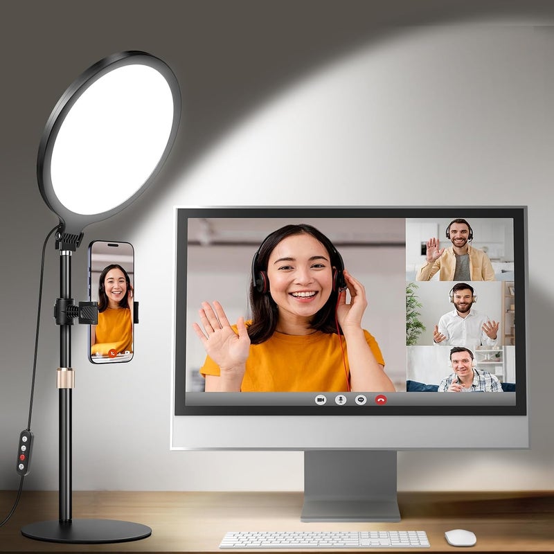 Eocean Selfie Ring Light, 10.5 Full Screen Desktop Ring Light for Computer,Dimmable Circle Light with Phone Holder,Lighting Kit Gifts for Video Conferencing/Zoom Meeting/Live Streaming/Makeup/YouTube - Image 1