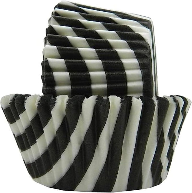 Regency Wraps Greaseproof Professional Grade Baking Cups, Pack of 40, Standard Liners, Black/White Stripe, for Cupcakes, Muffins, Candy, Non Stick - Image 1