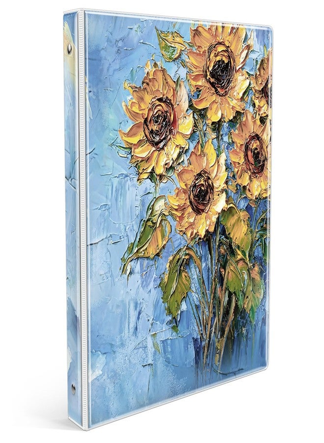 Eyrozill Cute 3 Ring Binder 1 Inch, Decorative Receipt Binders, Hair Client Records with Clear Interior Pockets for Letter-Size(11" x 8.5") Paper, PVC Cover (Sunflower, 1 in) - Image 1