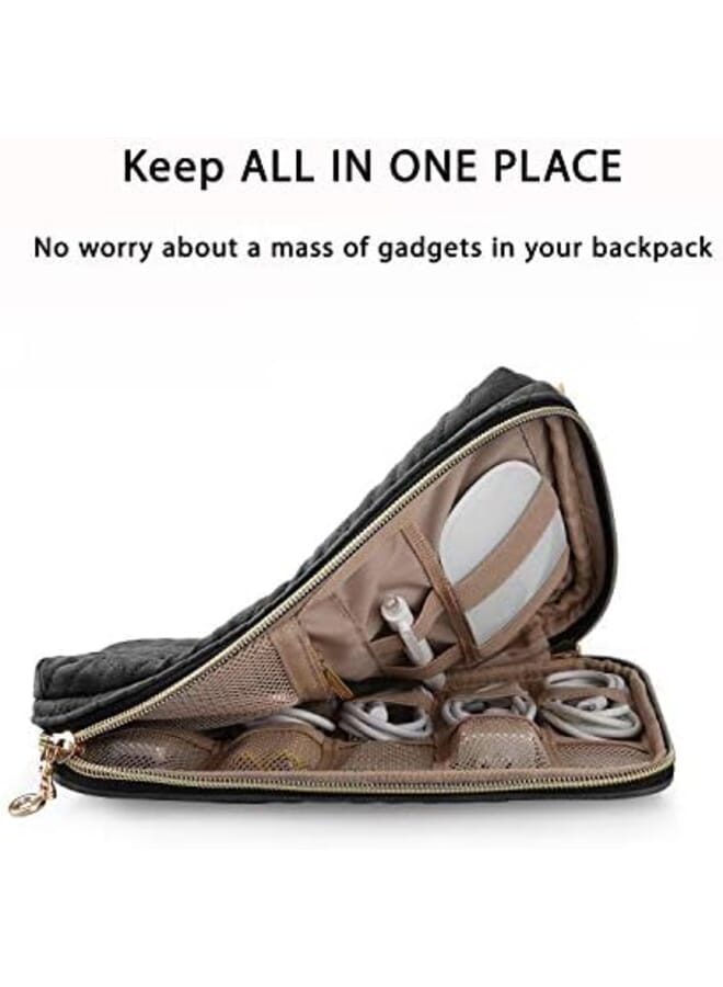BAGSMART Electronic Organizer Travel Cable Organizer Bag For Hard Drives Cables Charger Phone Usb Sd Card Black Women Small - Image 2