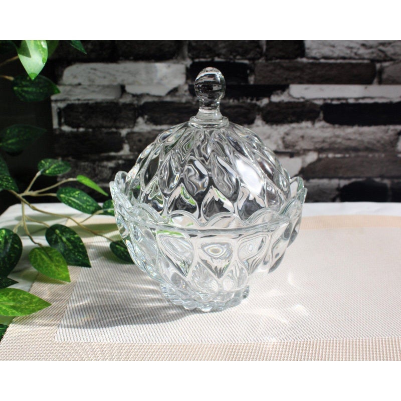 Crystal Diamond Glass Jar Food Storage Organization Candy Box Sugar Bowl Storage Jar with Lid (Crystal Candy jar) (Candy bowl) - Image 2