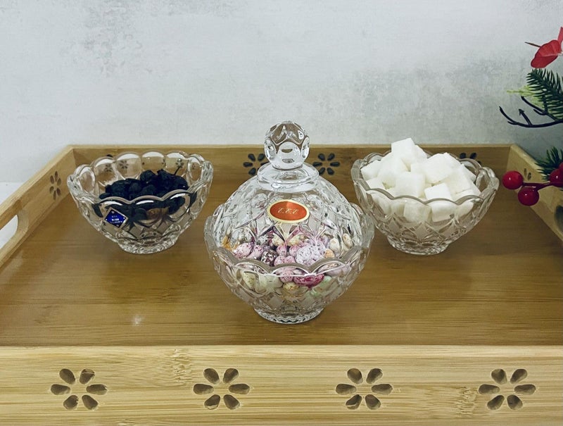 Crystal Diamond Glass Jar Food Storage Organization Candy Box Sugar Bowl Storage Jar with Lid (Crystal Candy jar) (Candy bowl) - Image 5