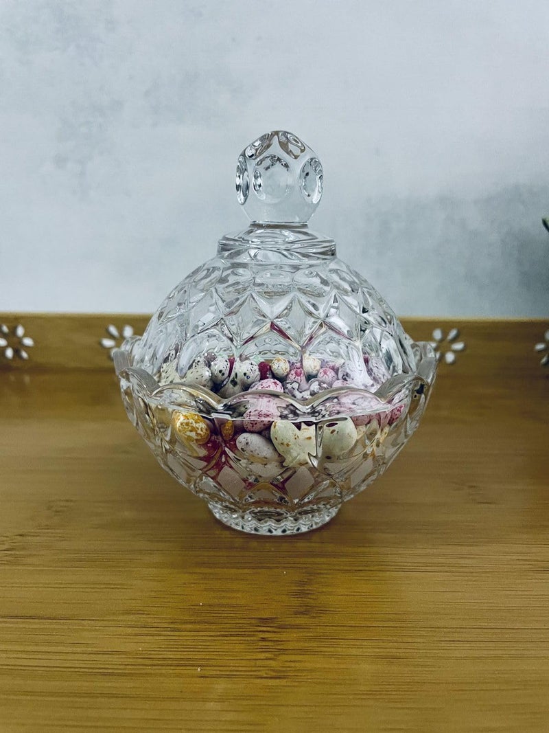 Crystal Diamond Glass Jar Food Storage Organization Candy Box Sugar Bowl Storage Jar with Lid (Crystal Candy jar) (Candy bowl) - Image 3
