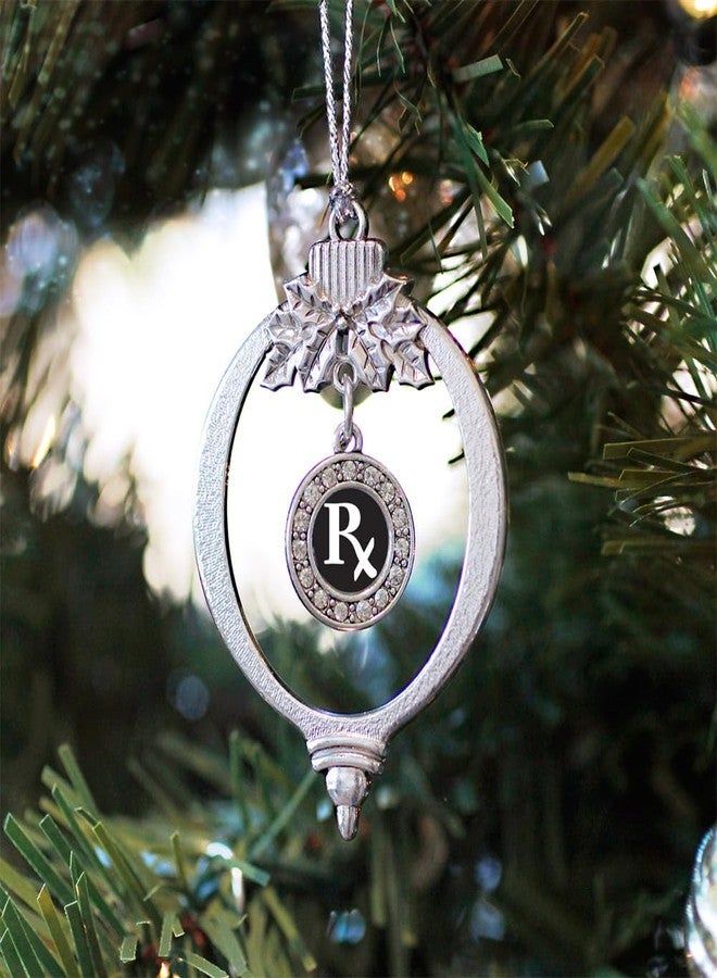 Inspired Silver - Pharmacy Tech - Silver Christmas Ornament - Circle Charm Christmas Tree Ornament with Cubic Zirconia - Holiday Hanging Decoration - Image 3