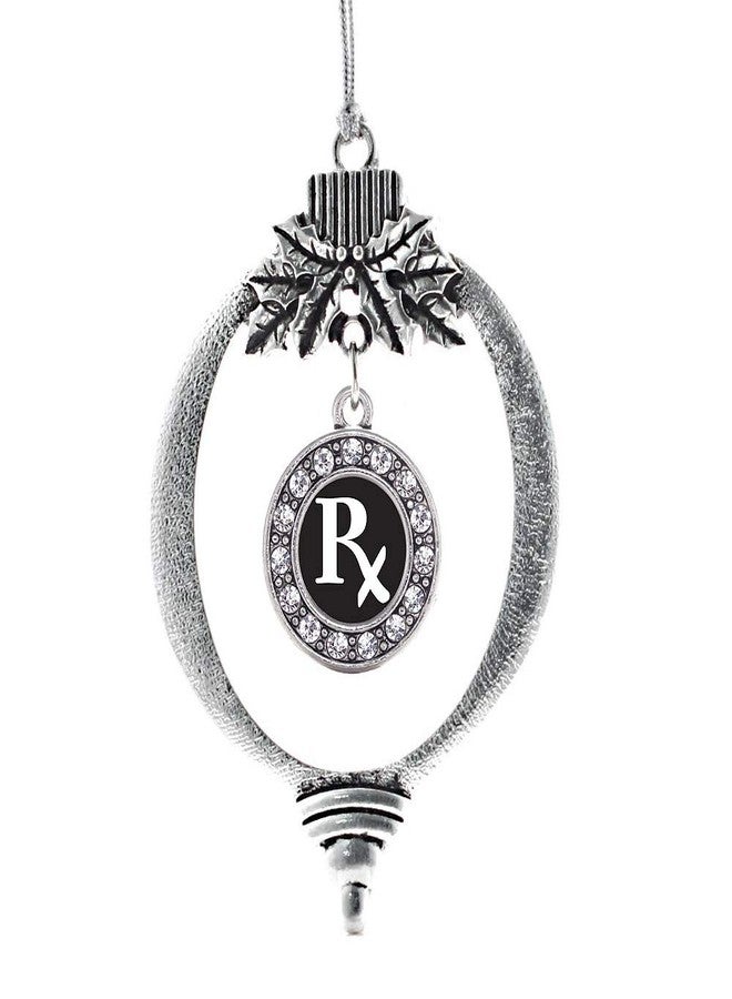 Inspired Silver - Pharmacy Tech - Silver Christmas Ornament - Circle Charm Christmas Tree Ornament with Cubic Zirconia - Holiday Hanging Decoration - Image 1